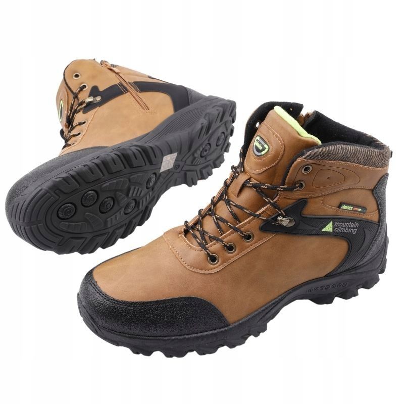  Men&#39;s sports shoes winter warmed hiking boots snow boots zippers black
