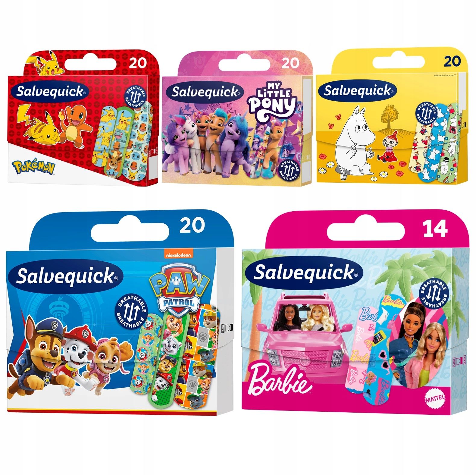  5x salvequick patches my little pony für kinder wasserdicht atmung 20 stk.