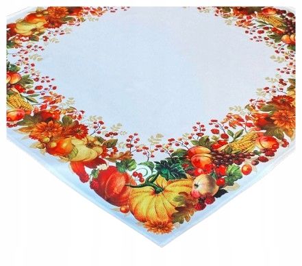  Autumn table runner on the table 60x120 cm yellow orange color squirrel hedgehog