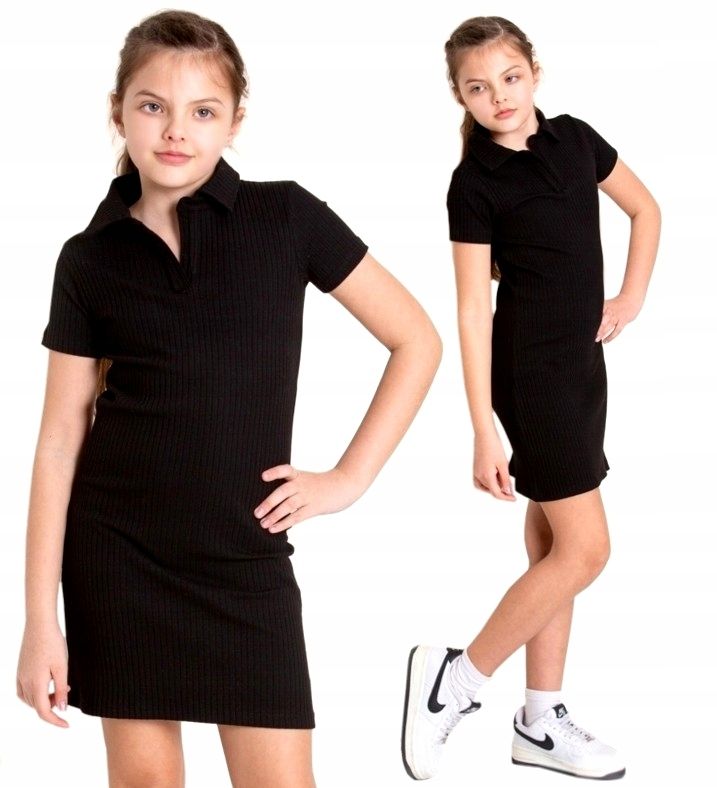  Kleid strickwaren gestreift kragen weiß 146 ns032