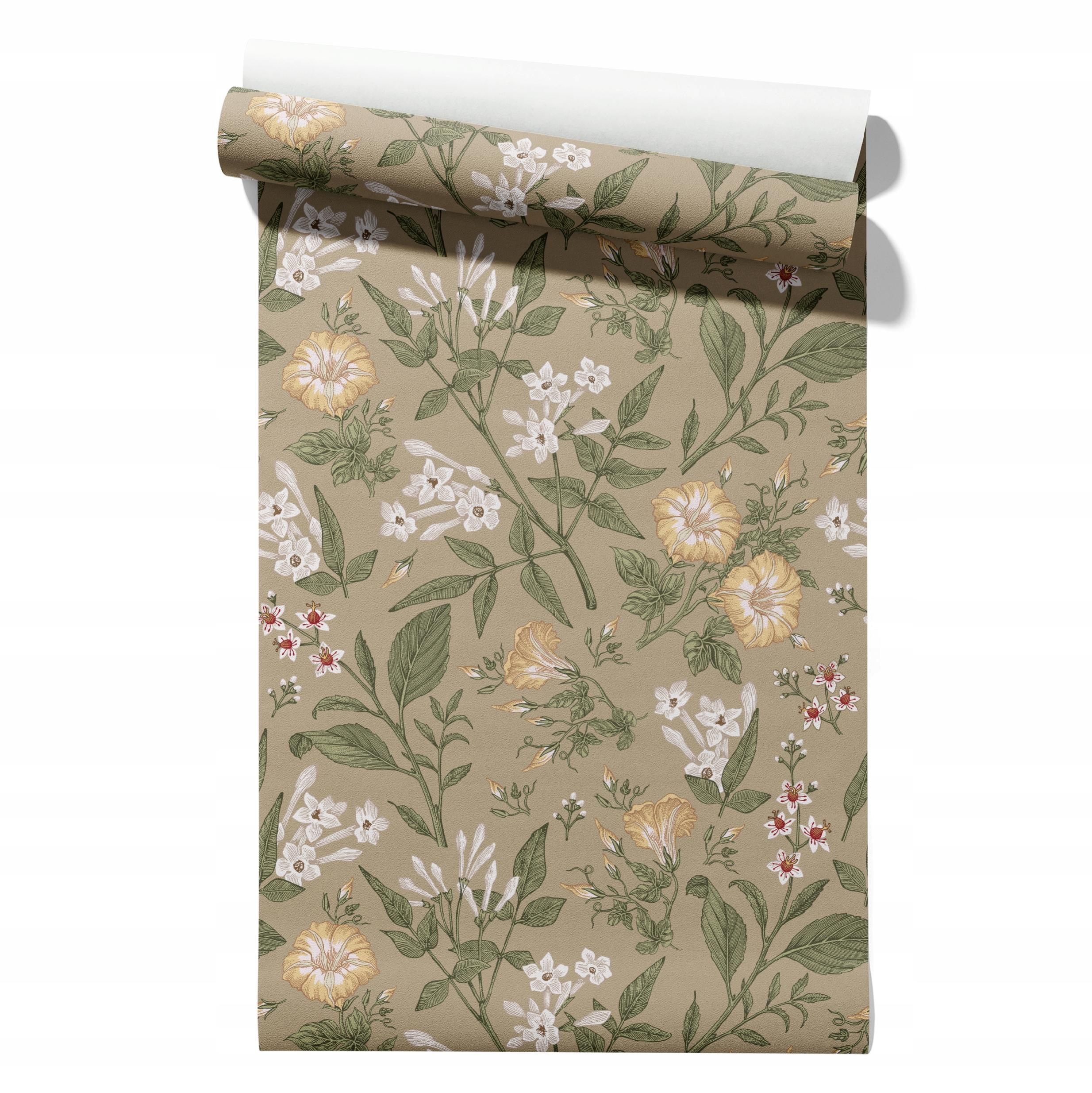  Wallpaper non-woven fabric pastel cherries wallpaper in a roll 50cm x 6,1mb