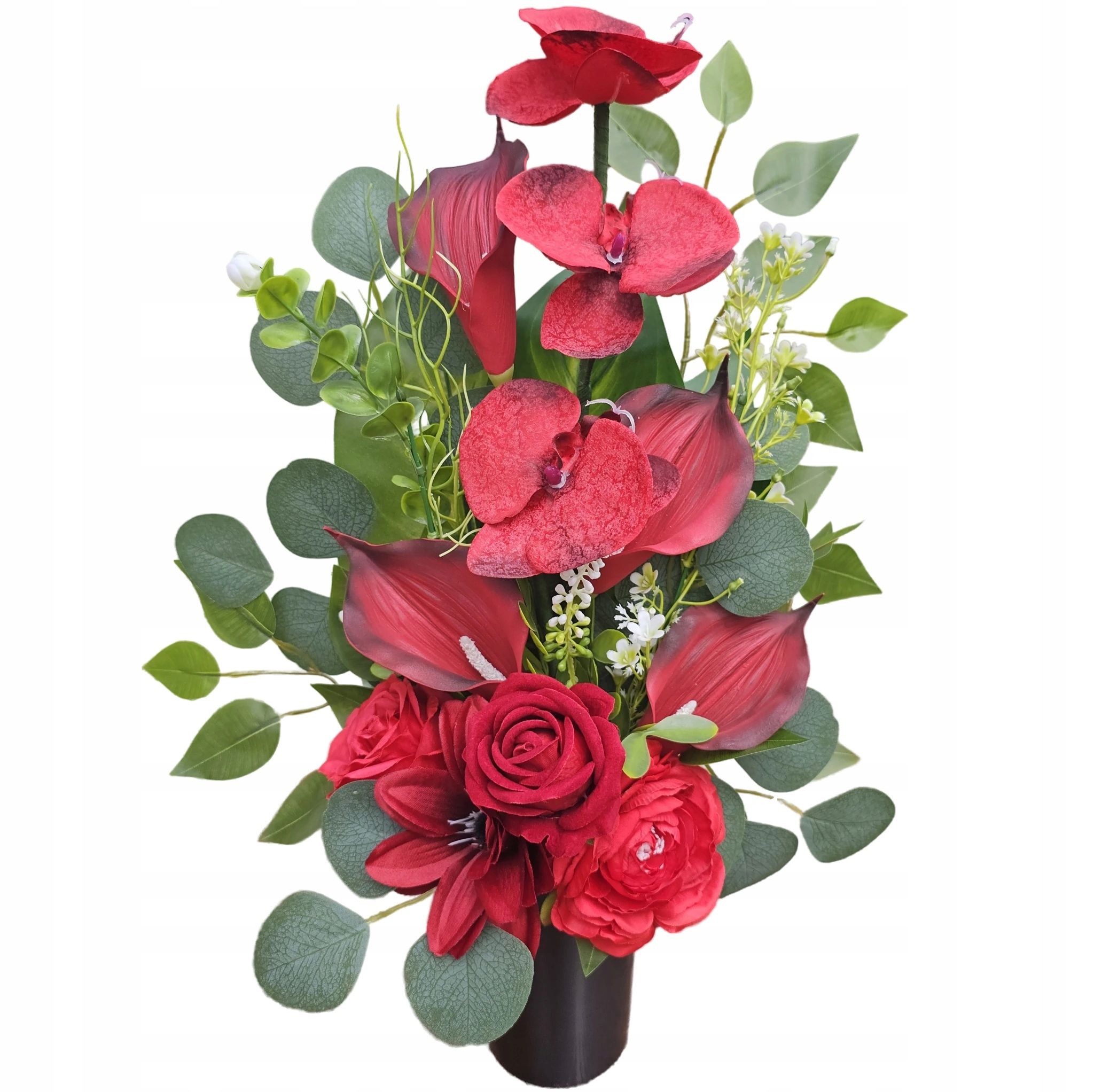  Bouquet red orchid into a vase artificial flowers tombstone cemetery premium