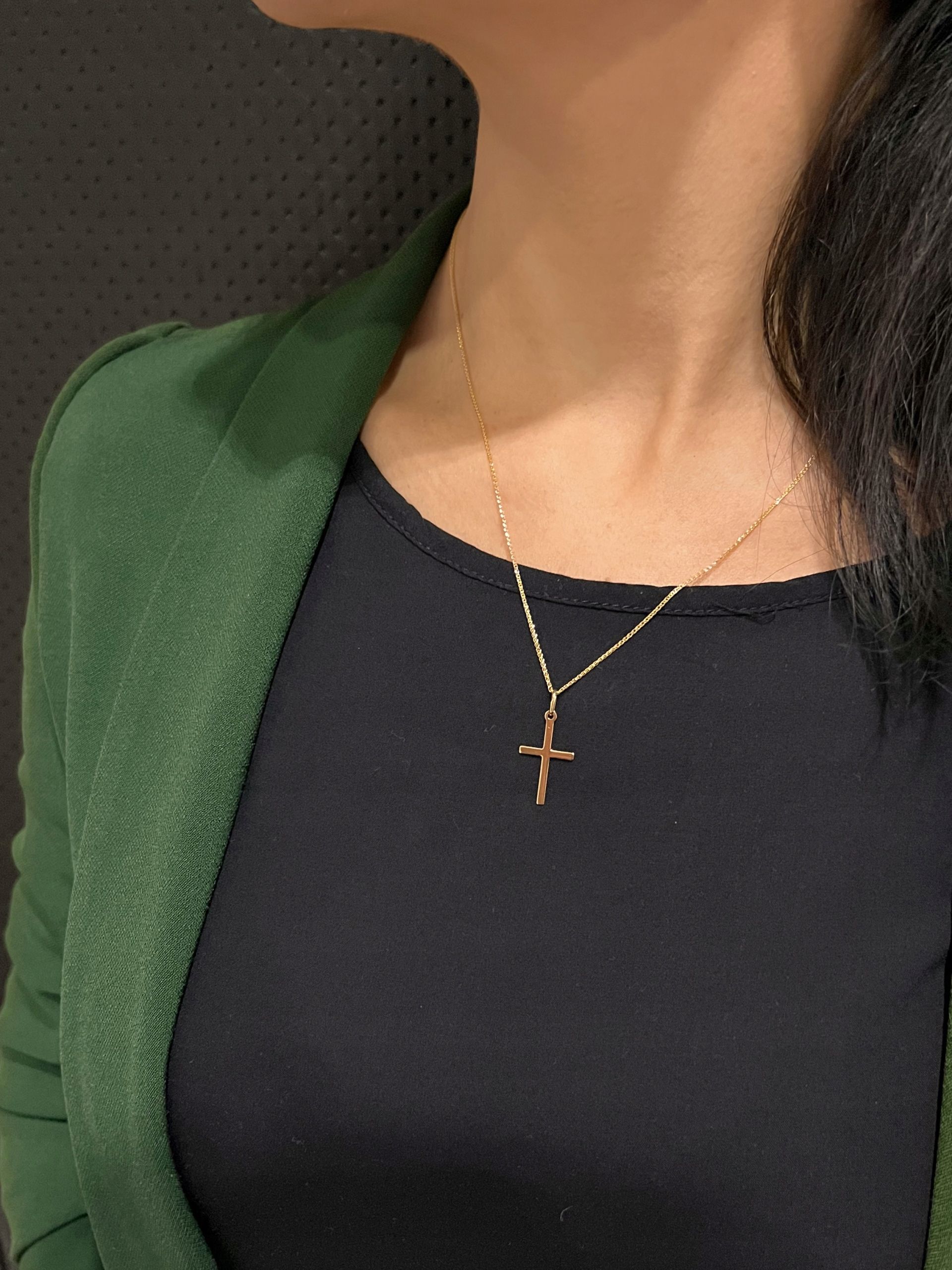  Úžasné zlatý náhrdelník 45cm prívesok kríž, kríž pr.585 za darček