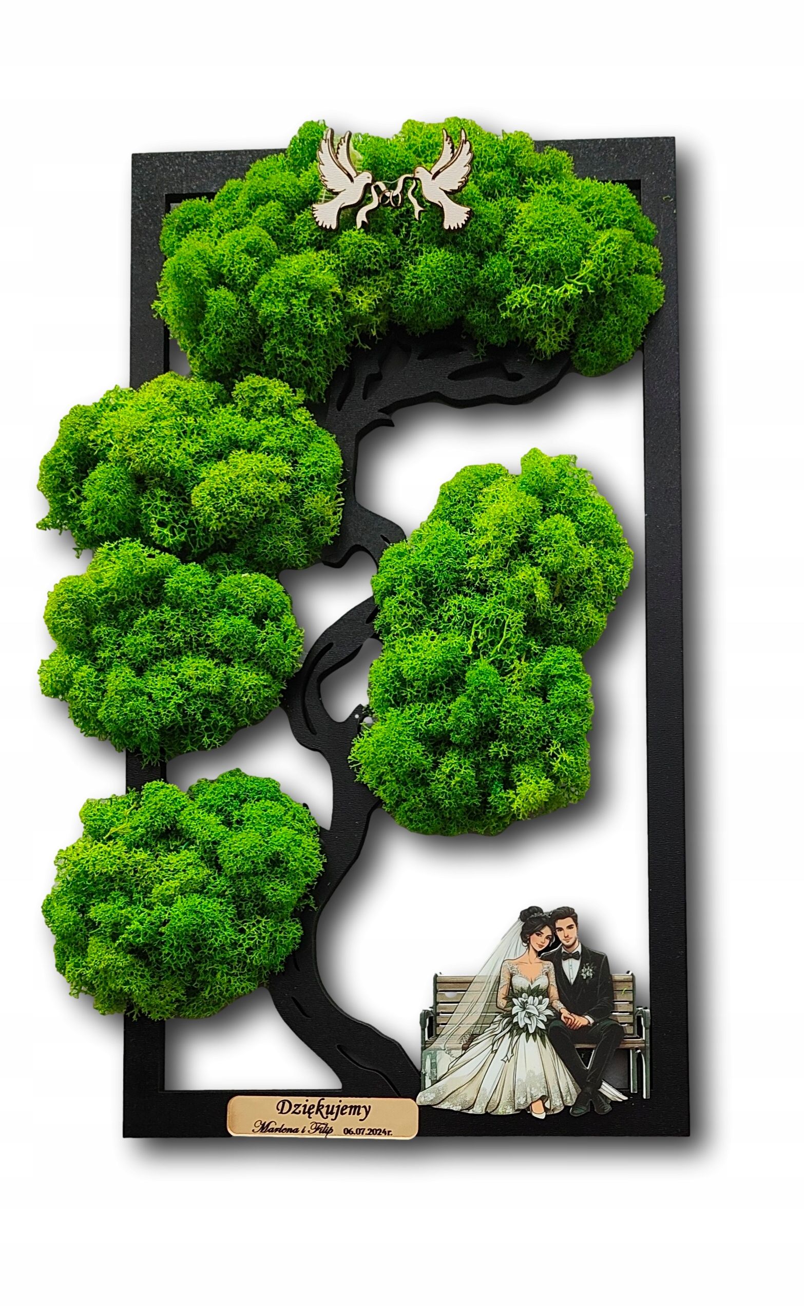  Bonsai koks ar sūnām jaunais pāris paldies rodzicom spogulis 50x30