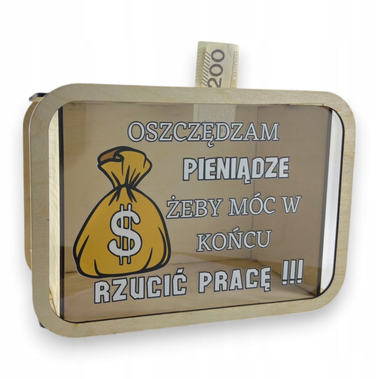  Dřevěná kasička s grafika dárek čekárna zawsze je čas sodík sny