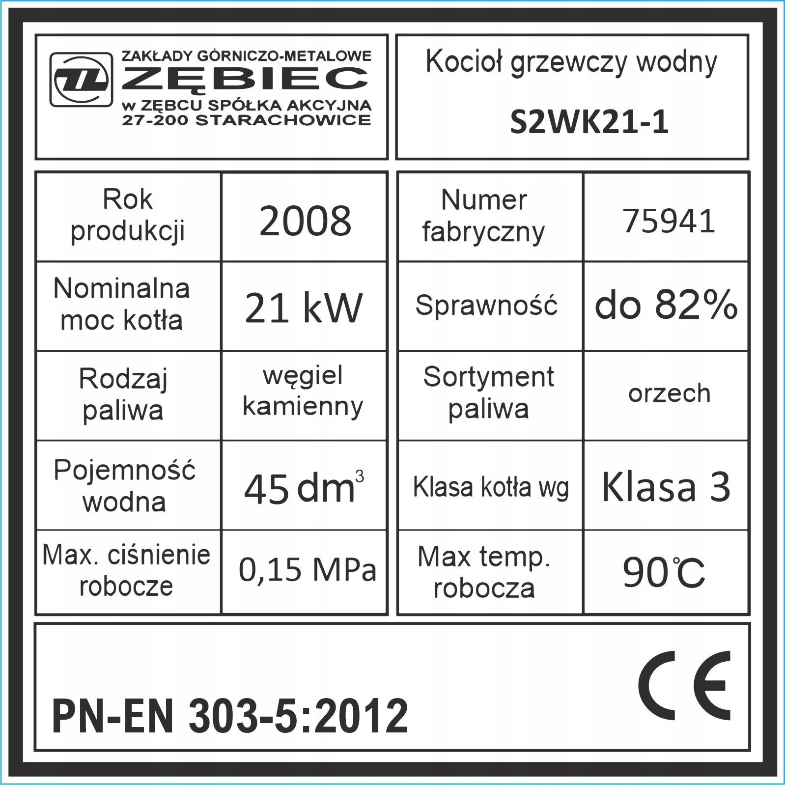  Nameplate sticker on heating boiler kolton others wtornik