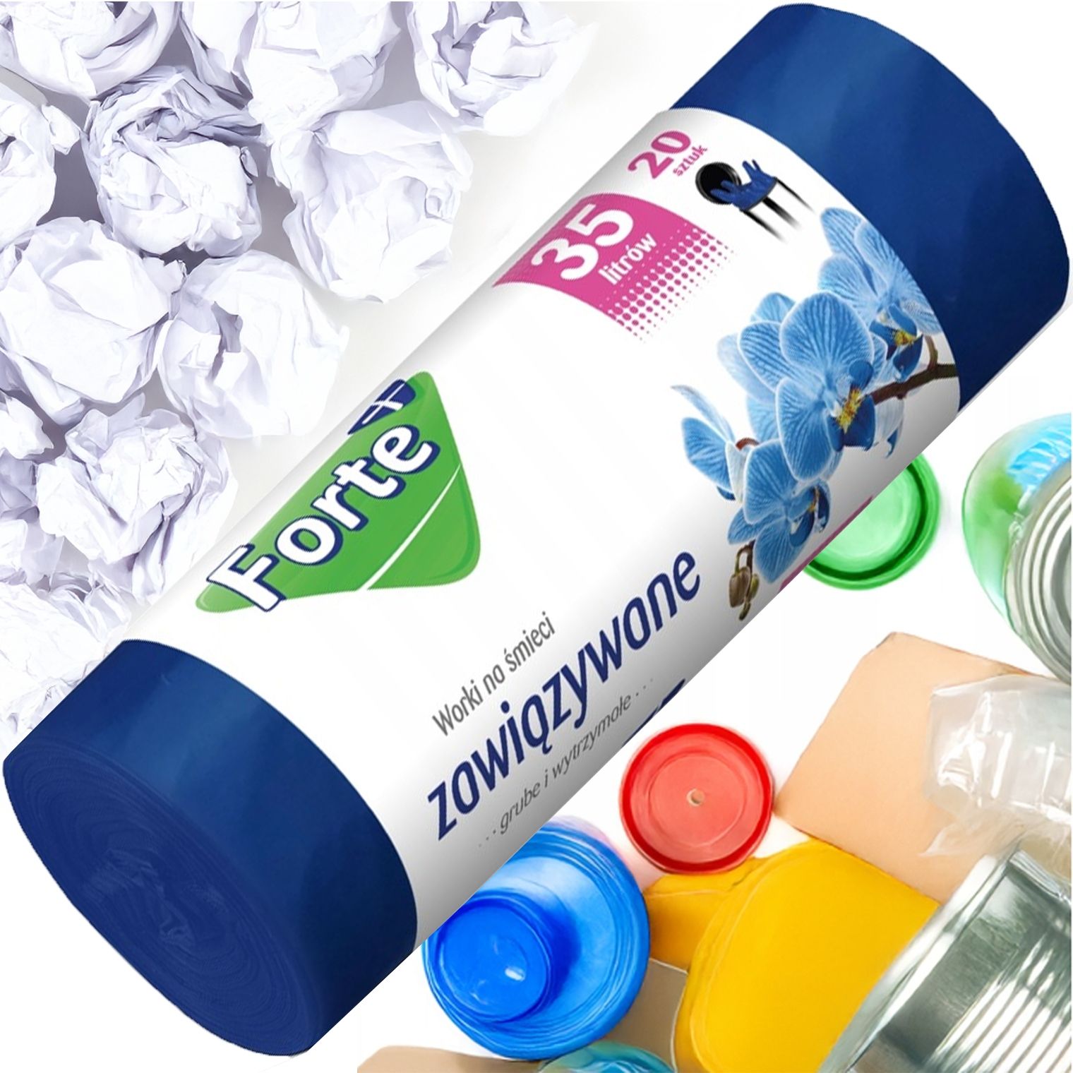  Pytle na odpadky zavazování univerzální s filmy ldpe 60l 16 ks. forte+