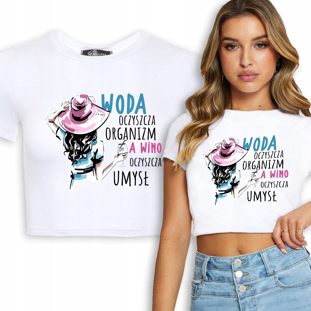  T-shirt kurz crop weiß mermaid muster - s