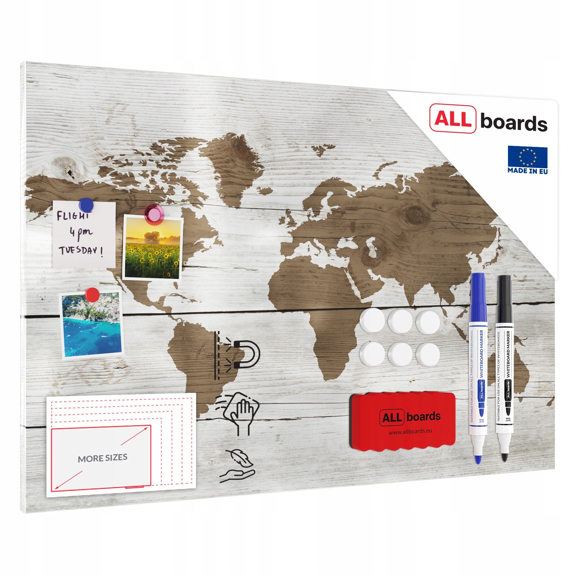  Dēlis magnētisks magnētiem metalboards, masīvkoka 90x60 cm + bezmaksas dāvanas