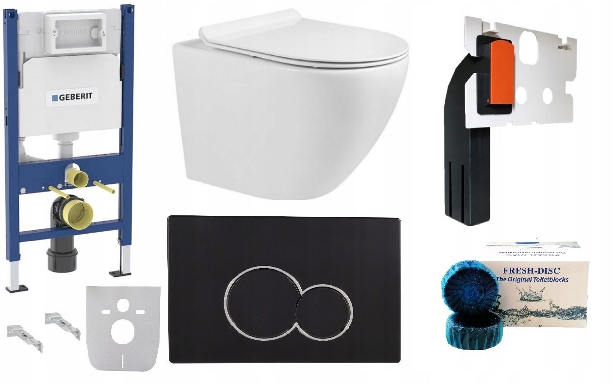  Wc rāmja komplekts geberit + atslēga + tualetes pods melns matēts + dēlis w/o+fresh