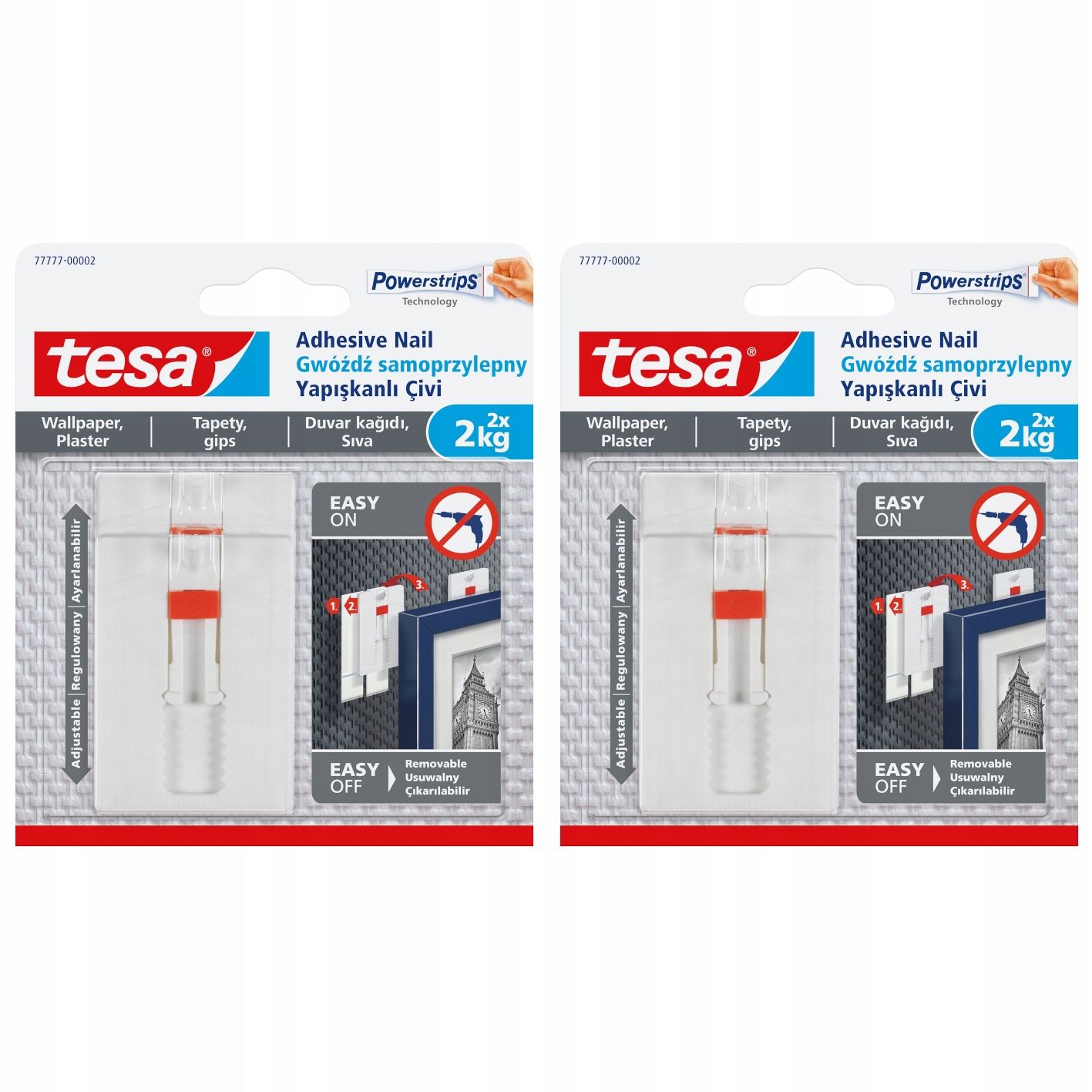  Tesa vinis lipnus paveikslams - kabliukai sieninis montavimas baltas 1kg x2