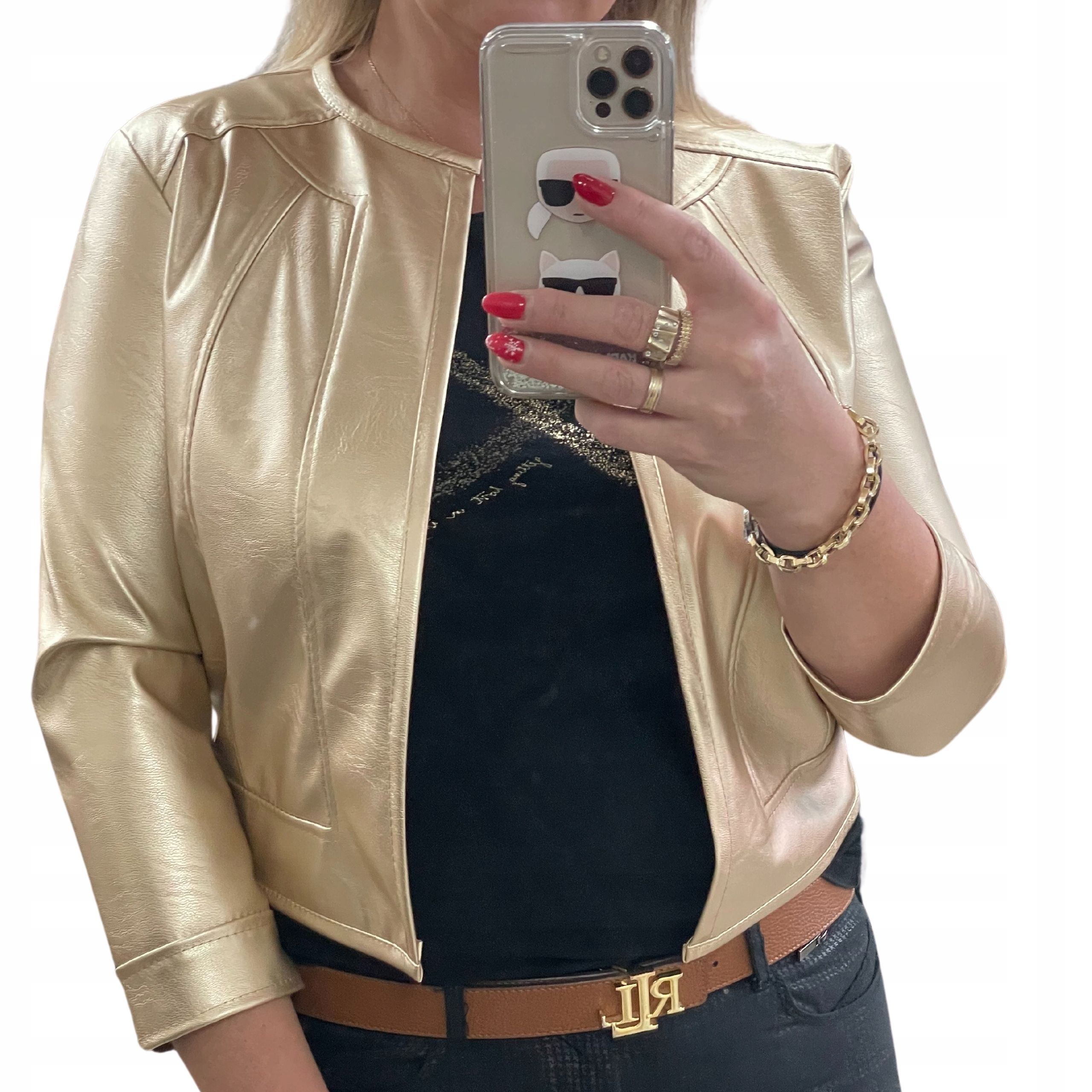  Nr. a03 bolero-bikerjacke total look golden nr. 46