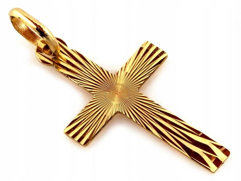  Prívesok elegantný zlatý 585 14k kríž bez kameňov váhy 1.48g za darček