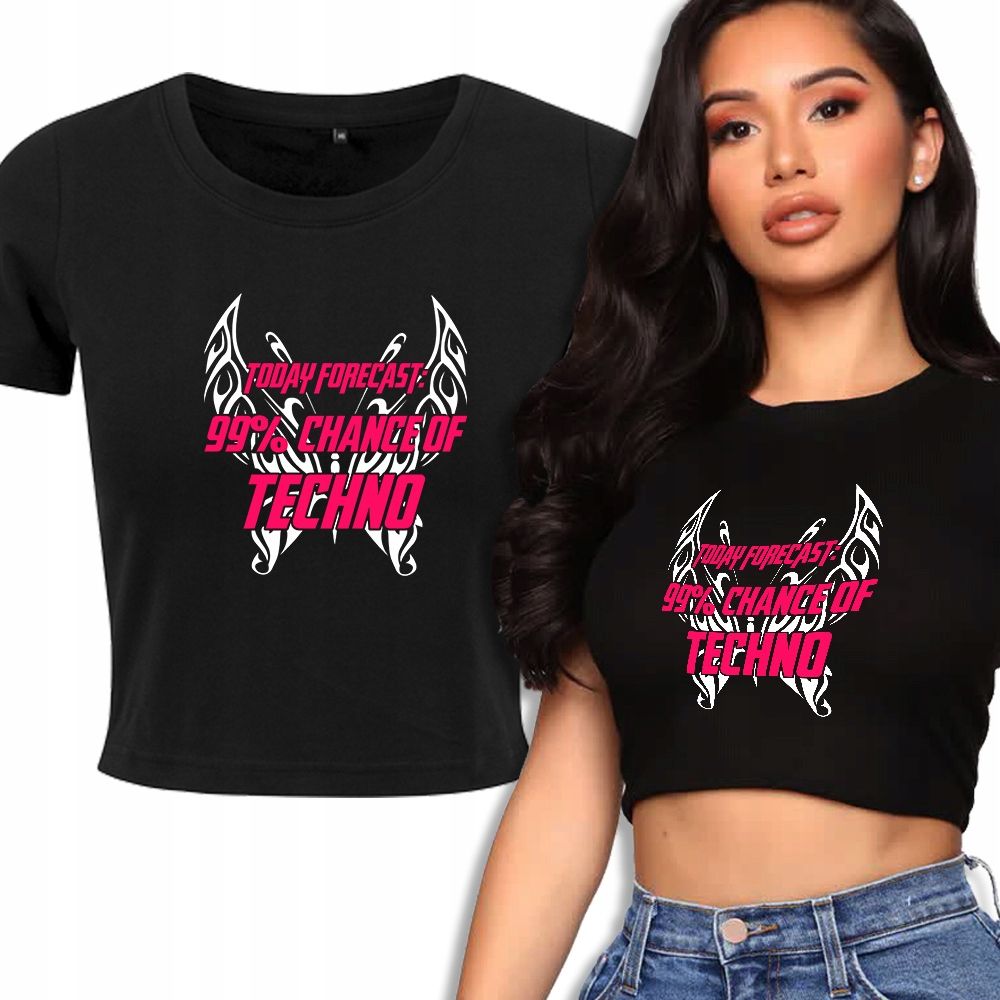  T-shirt kurz crop weiß mermaid muster - s