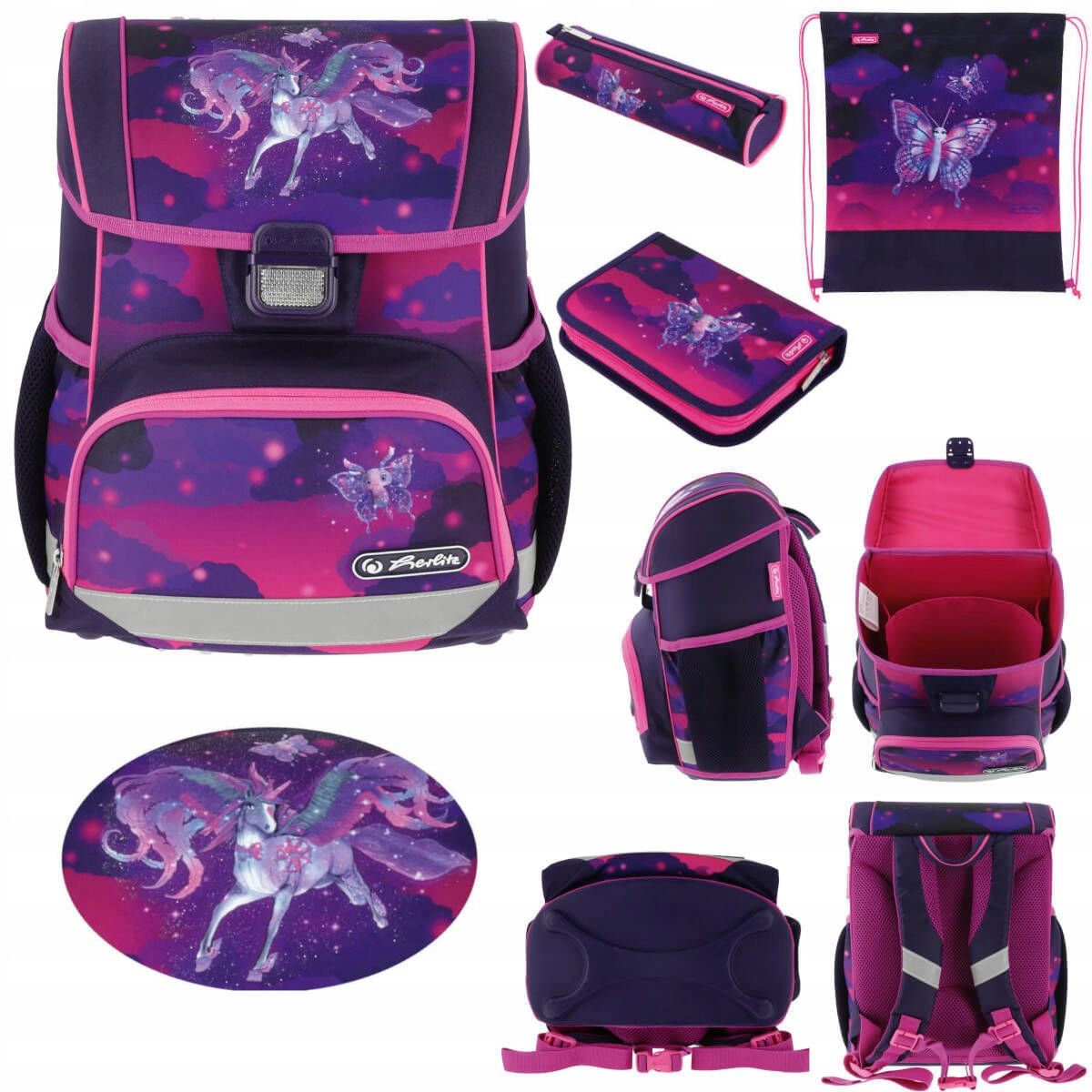  Set school backpack school backpack loop + funky horse horse 6-9 years herlitz