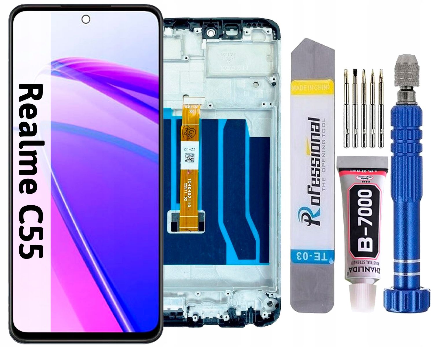  Lcd ekranas ekranas oppo realme c55 rmx3710 rėmelis