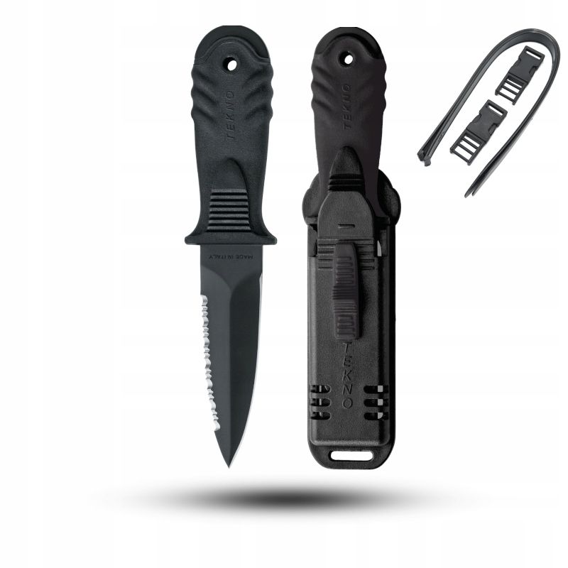  Diving knife mac coltellerie aquatys - black - aqt12.n + case + straps