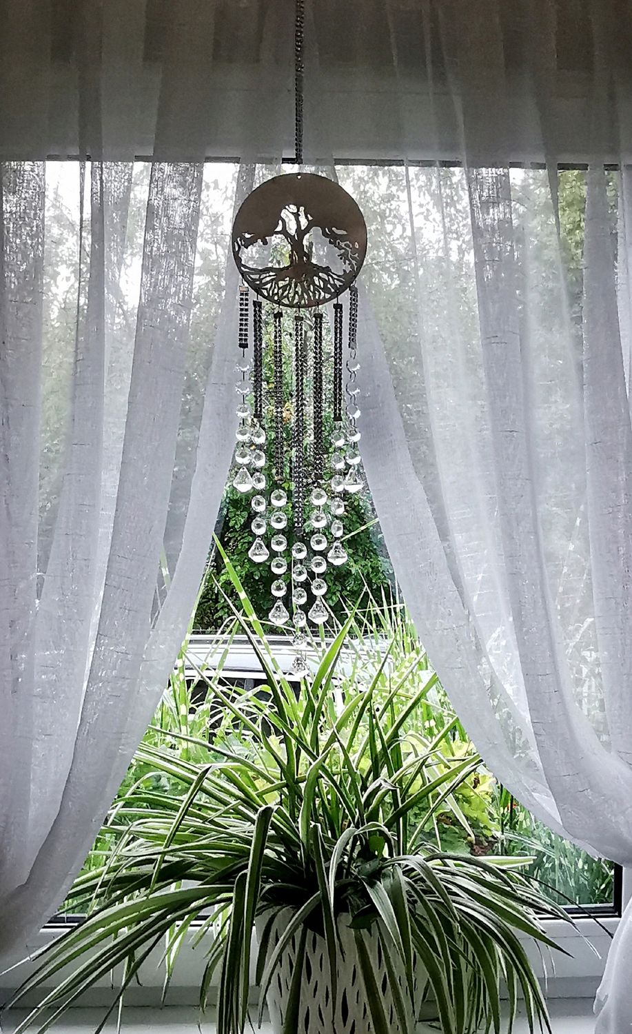  Plate catcher mandala 60cm on the window beads- ebony