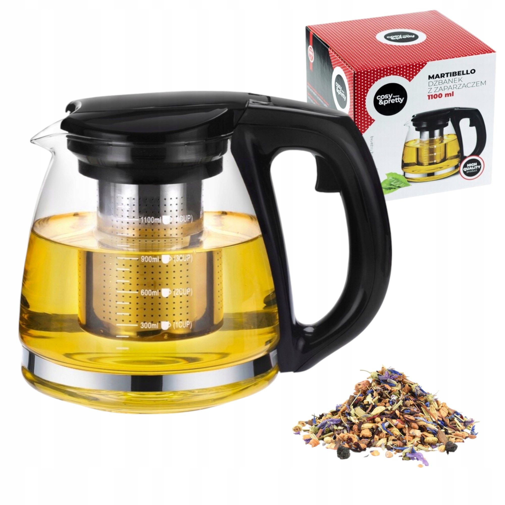  Infusorien für tee, kräuter glaskrug mit infusorien sieb 1.5 l