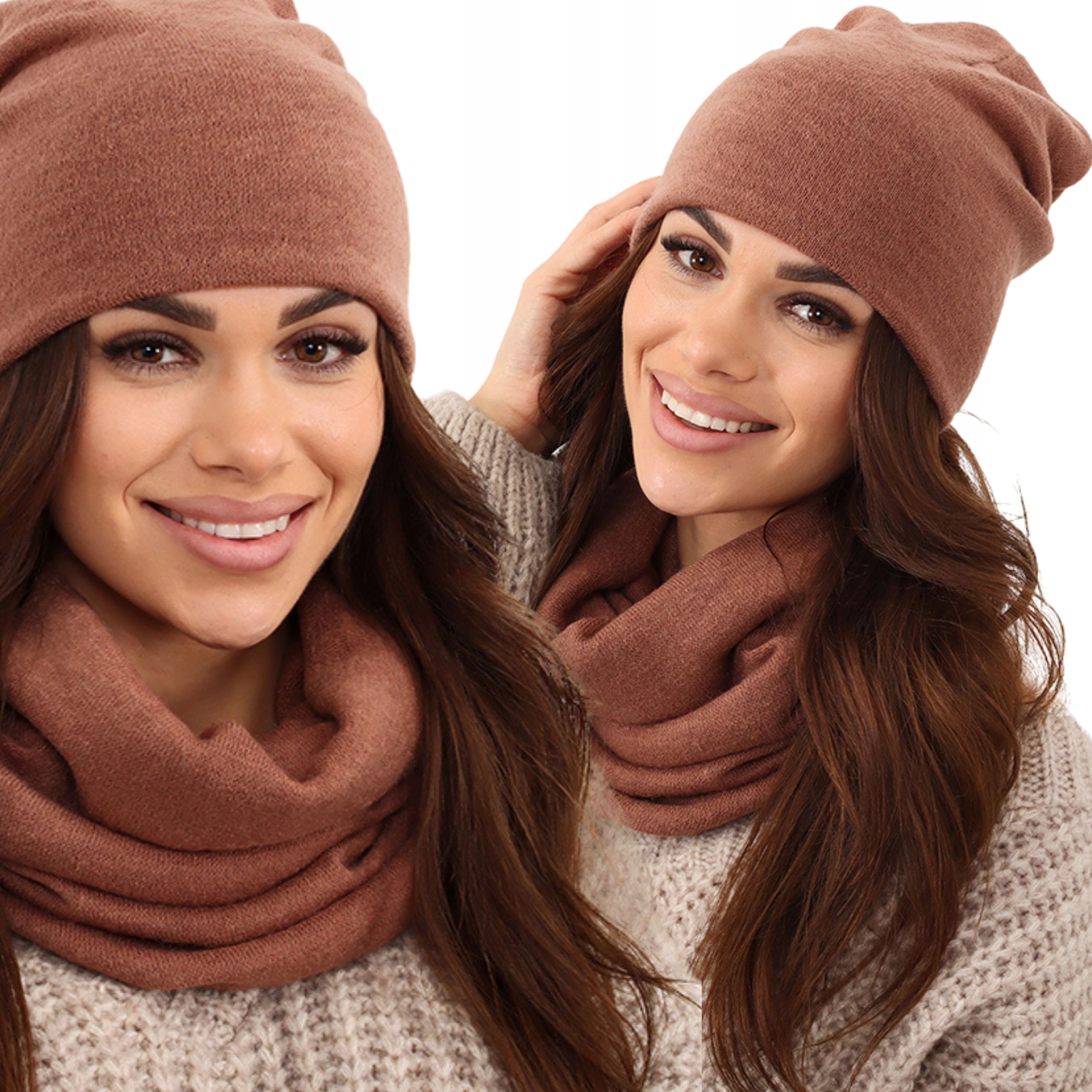  Garnitur feminin mütze beanie schornstein golf tuba großes set warm beeren
