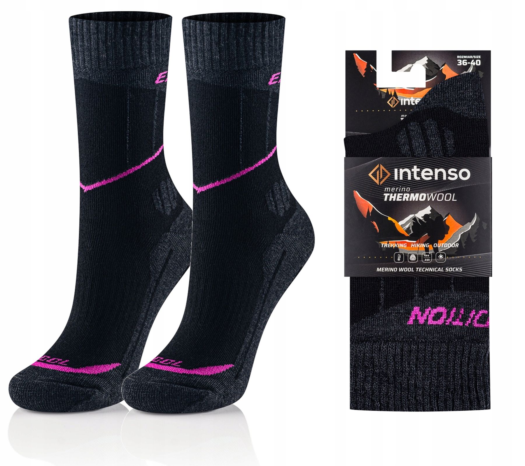  Trekingové ponožky z merino vlny 90% merino termoaktívne hustý teplý