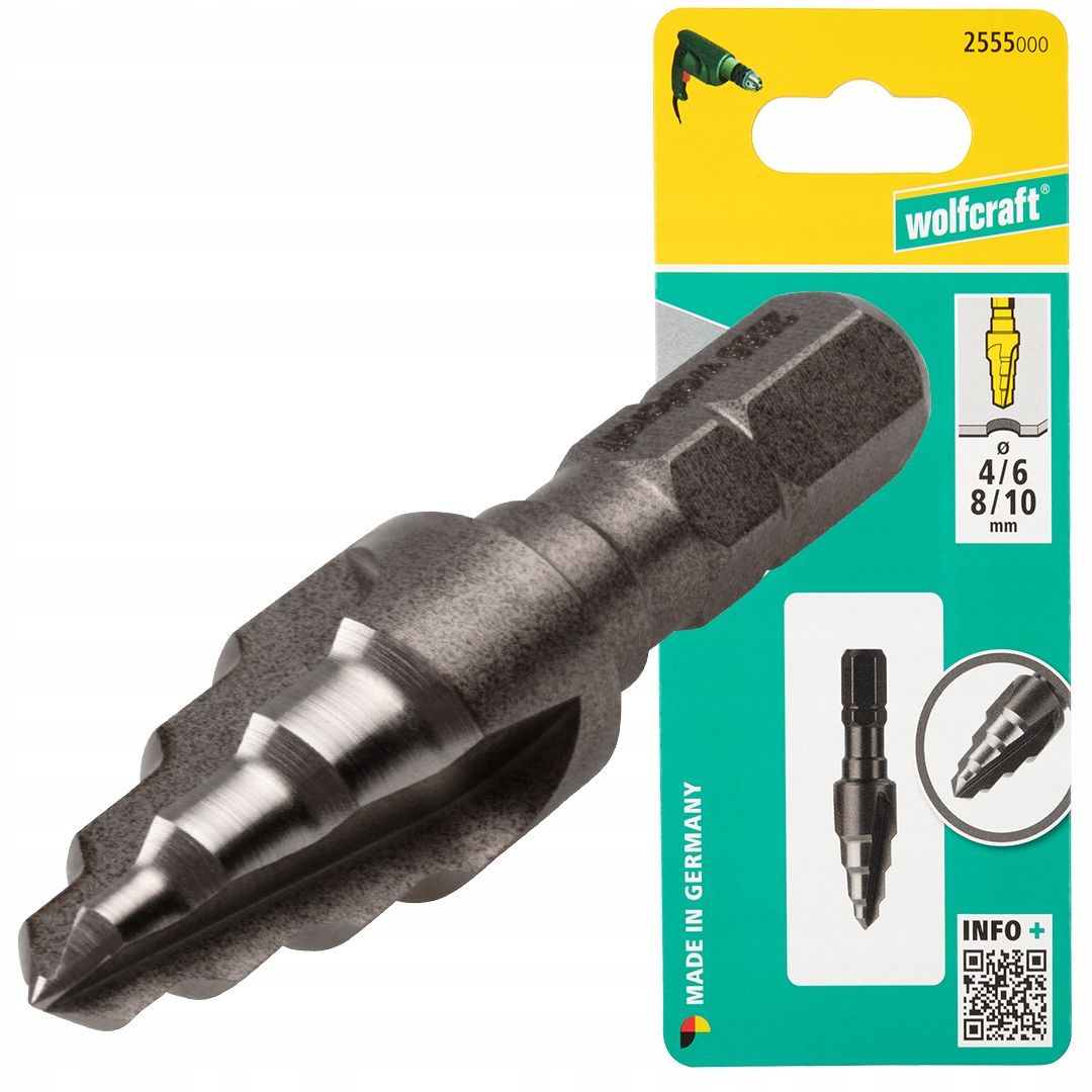  Pakāpju urbji konusi hss metālam skārda kārbas 4-20mm wolfcraft 2515000