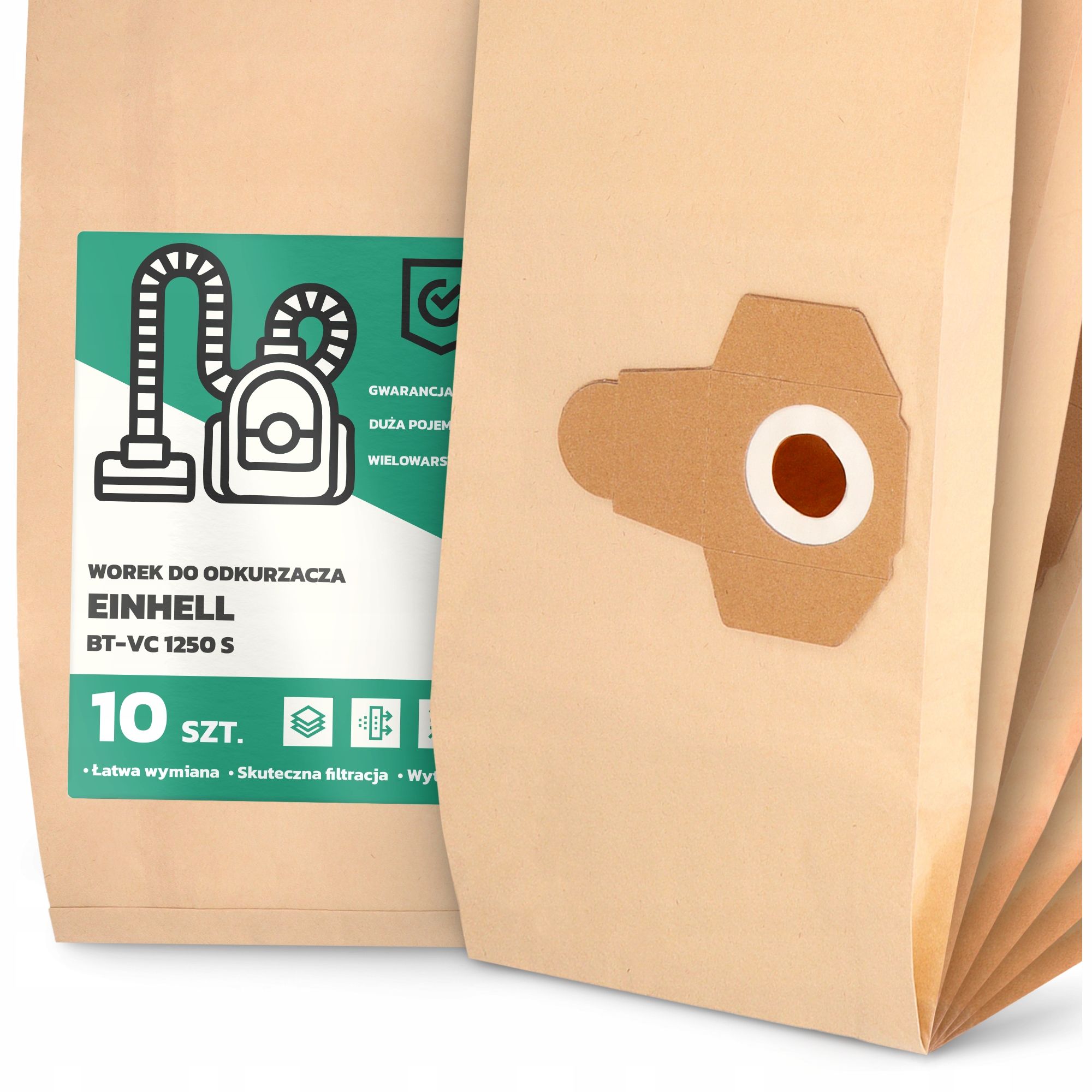  3x bag for a vacuum cleaner einhell bt-vc 1250 s paper capacious bags 2a