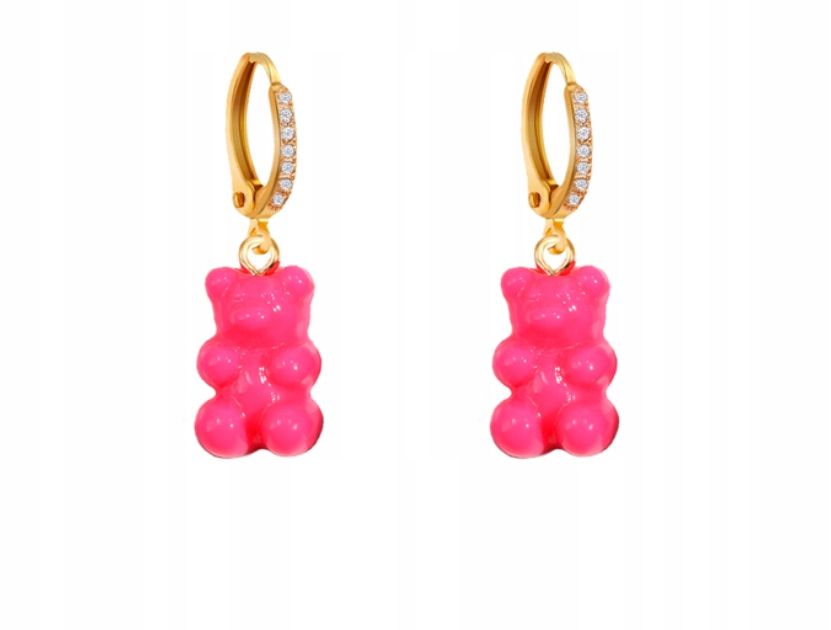  Ohrringe gummibärchen teddybären zirkone golden schwarz