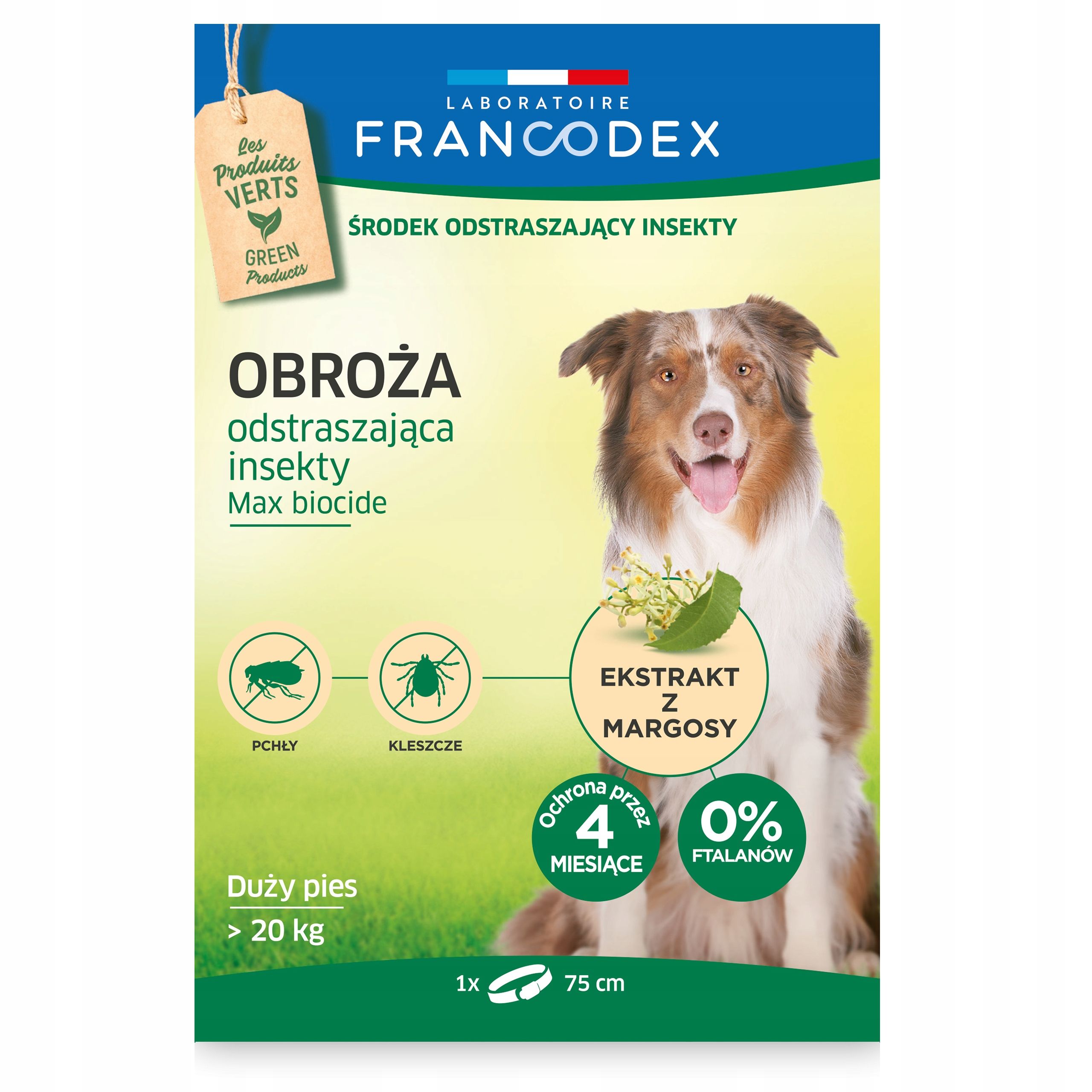  Dog collar from ticks i fleas parasites from 10 - 20 kg francodex 60 cm