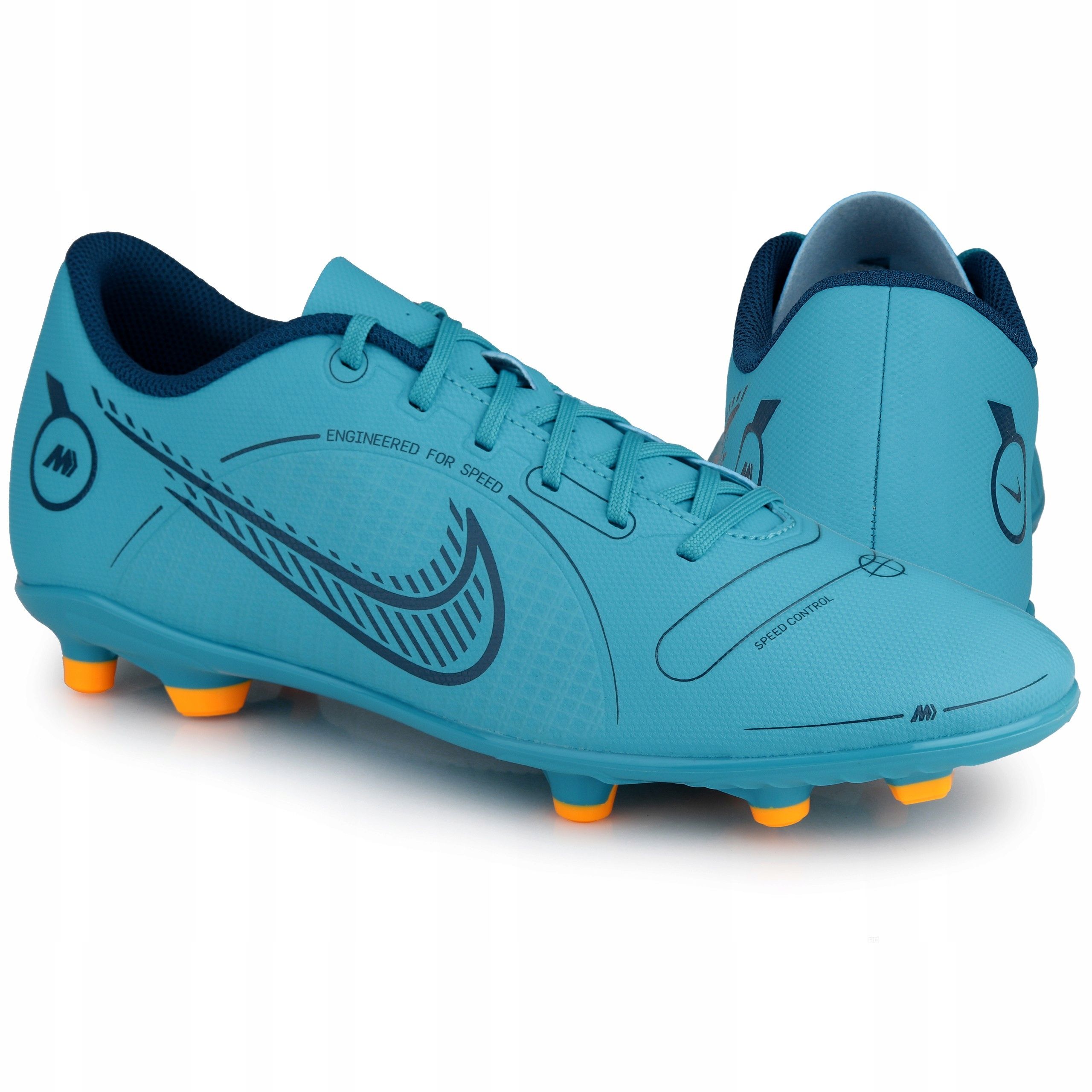  Football boots with spikes nike vapor 14 club fg/mg chlorine blue / laser orange dj2903 484