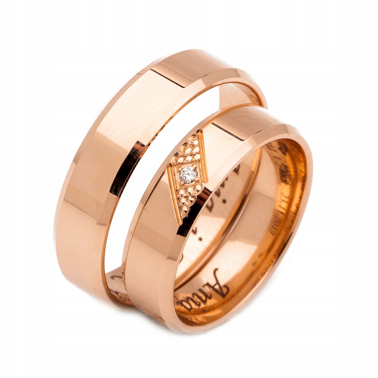  Laulību gredzeni zeltaini 14k 4 mm cirkoni id a-159