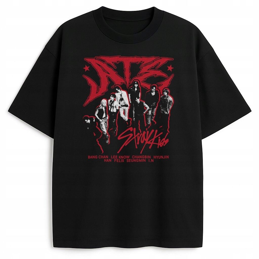  T-shirt stray kids skz k-pop ate rockstar fan merch t-shirt xs 3racha
