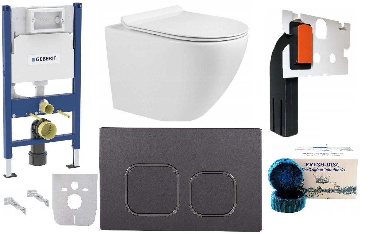  Wc rāmja komplekts geberit + atslēga + tualetes pods melns matēts + dēlis w/o+fresh