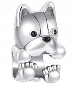  Md charms anhänger hündchen herz grau hund chihuahua steine | s925