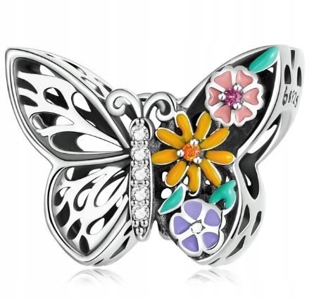  Charms mit farbigen schmetterlinge anhänger beads silber 925 simplyme + kostenlos