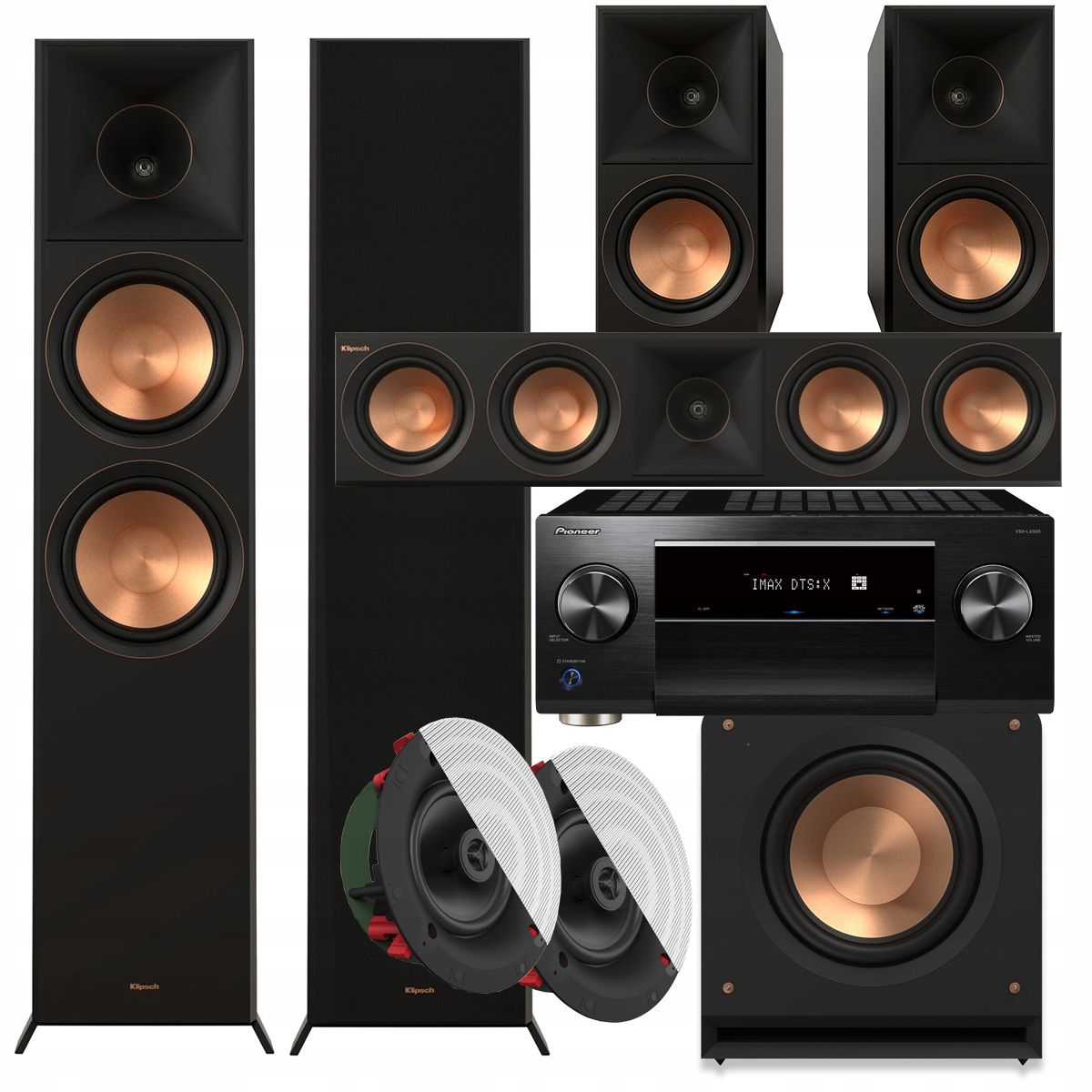  Klipsch rp-8000f ii + cs-18c + rp-504c + 500sa + rp-1200sw množina kiná 7.1