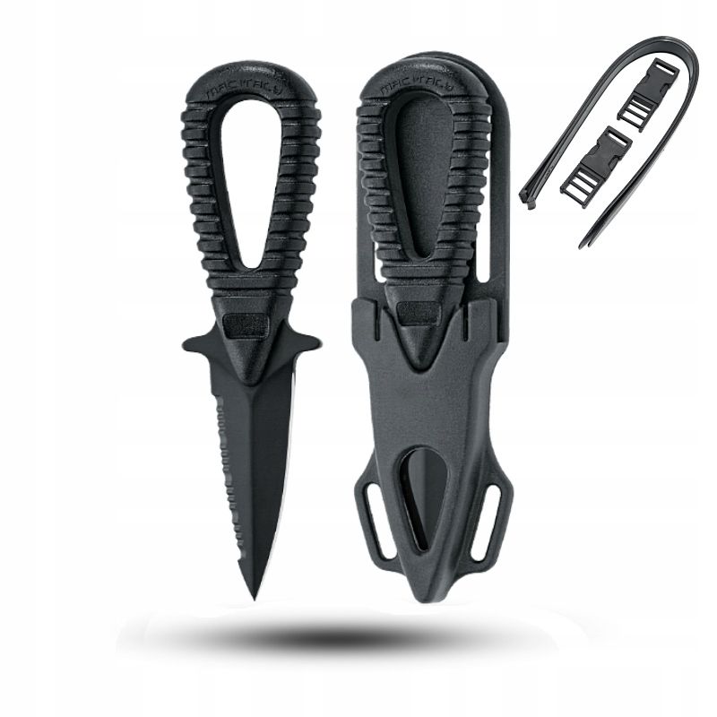  Diving knife mac coltellerie aquatys - black - aqt12.n + case + straps