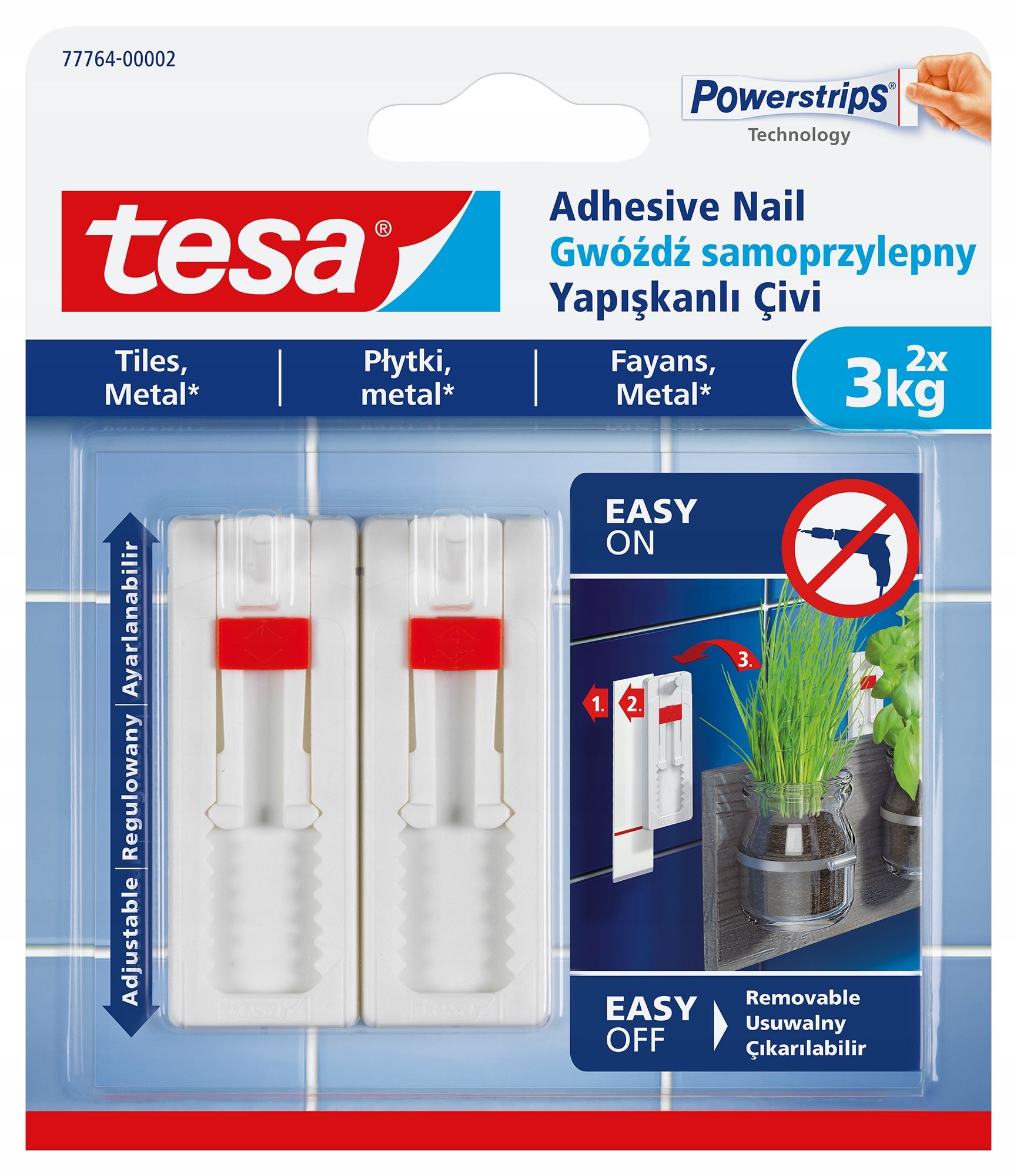  Tesa vinis lipnus paveikslams - kabliukai sieninis montavimas baltas 1kg x2