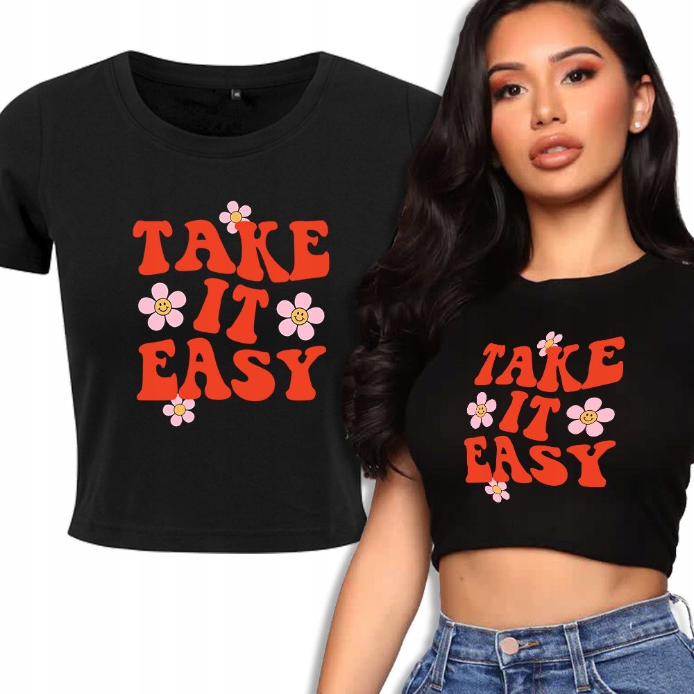  T-shirt kurz crop weiß mermaid muster - s