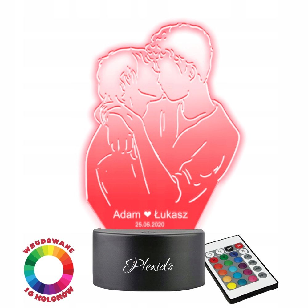  3d nakts gaisma led par dāvanu valentīna diena gravēšana
