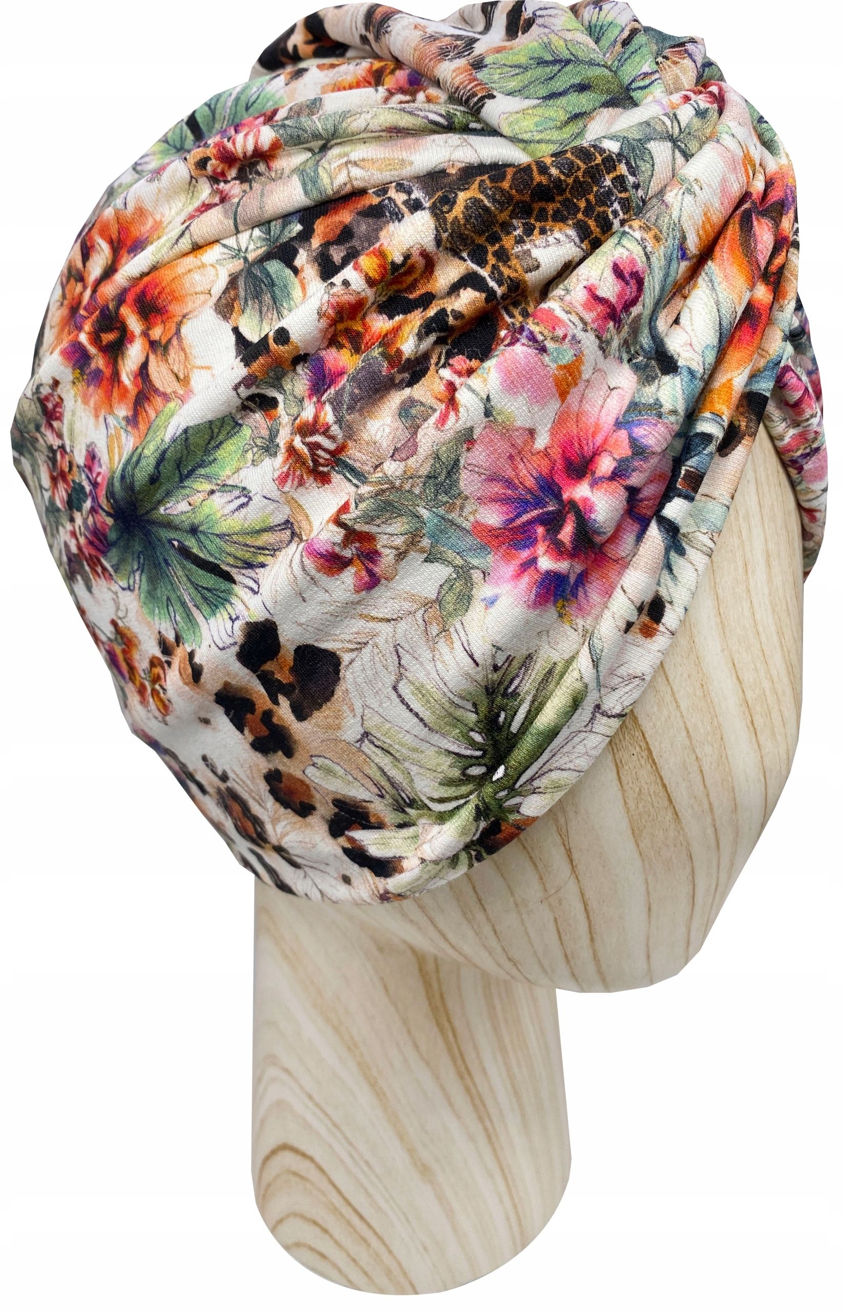  Mütze turban twist jersey baumwolle green lines onkologie
