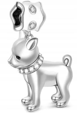  Md charms anhänger hündchen herz grau hund chihuahua steine | s925
