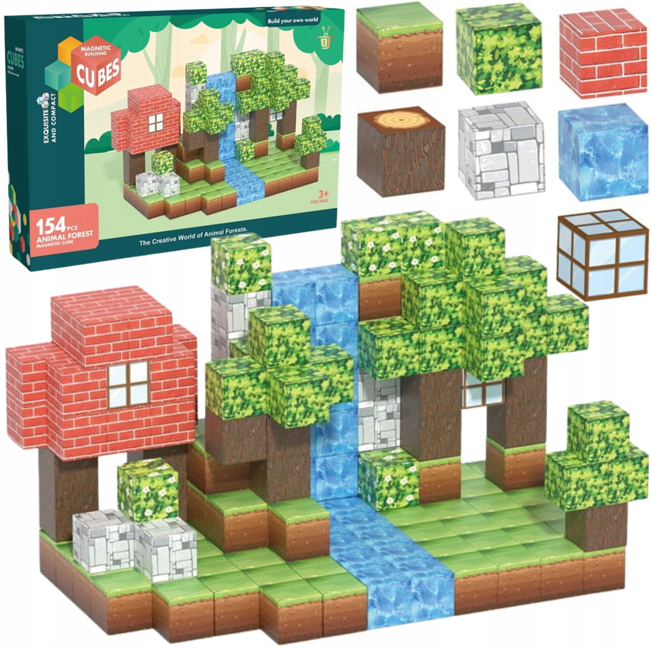  Magnetické bloky kocky 3d 2x2 stavebníctvo kocky množina 100 el.