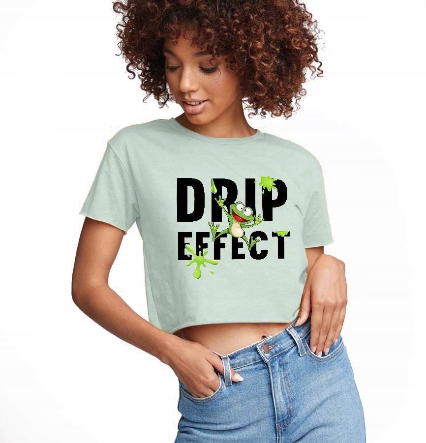  T-shirt kurz crop weiß mermaid muster - s