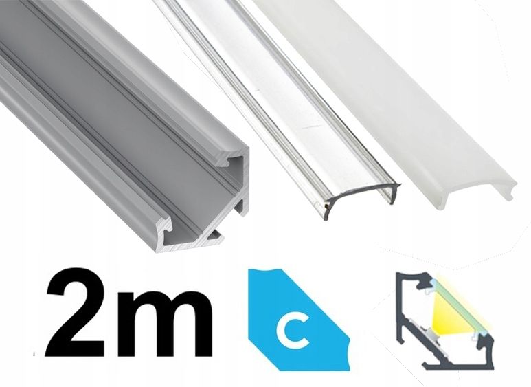  Kopa melns alumīnija profils atzina slim eco led sloksnēm 2m + kapuci