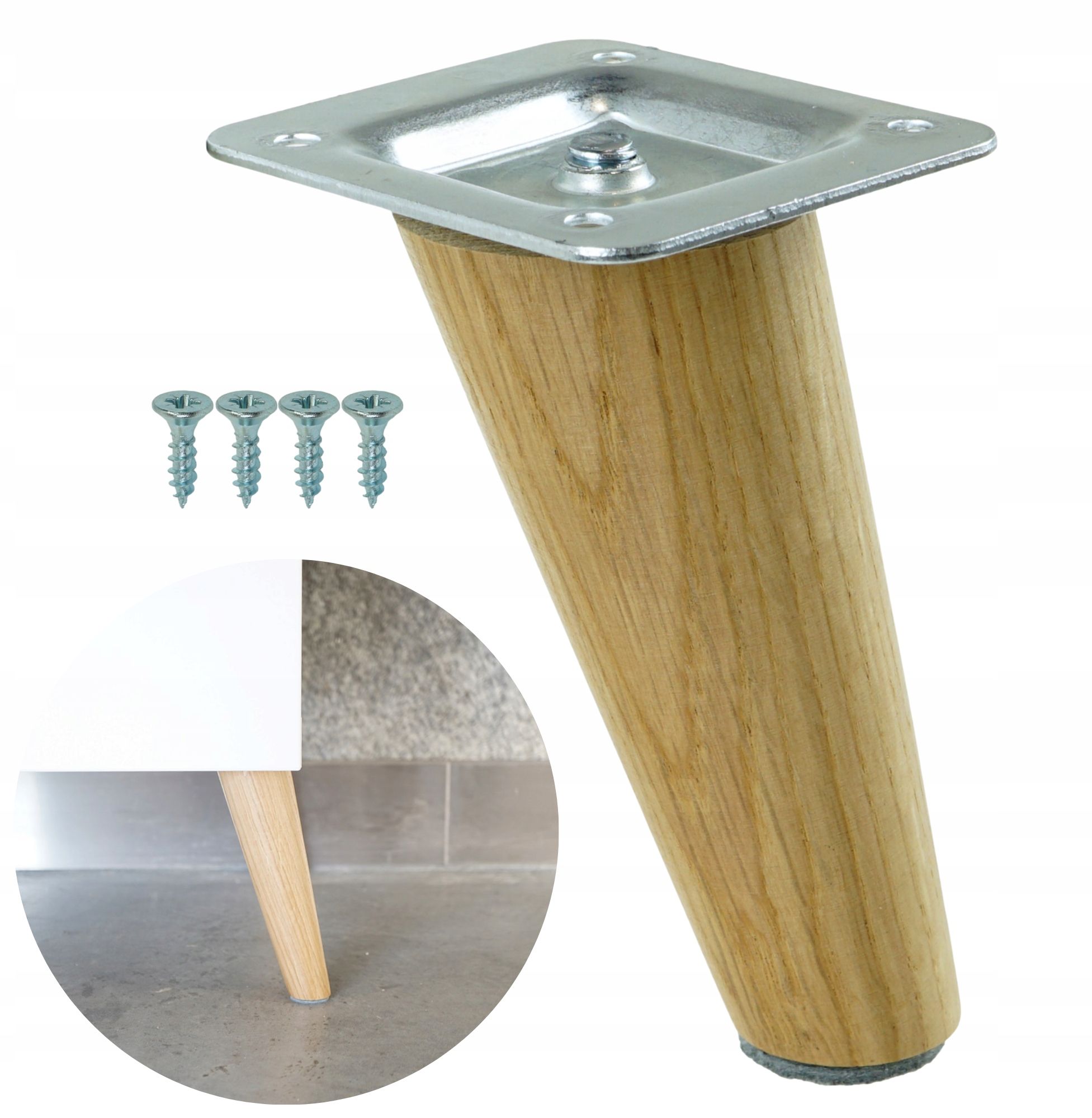  Jalg puidust 15 cm, jalg diagonaal dab lakk komplekt koos lehtmetall i wkretami