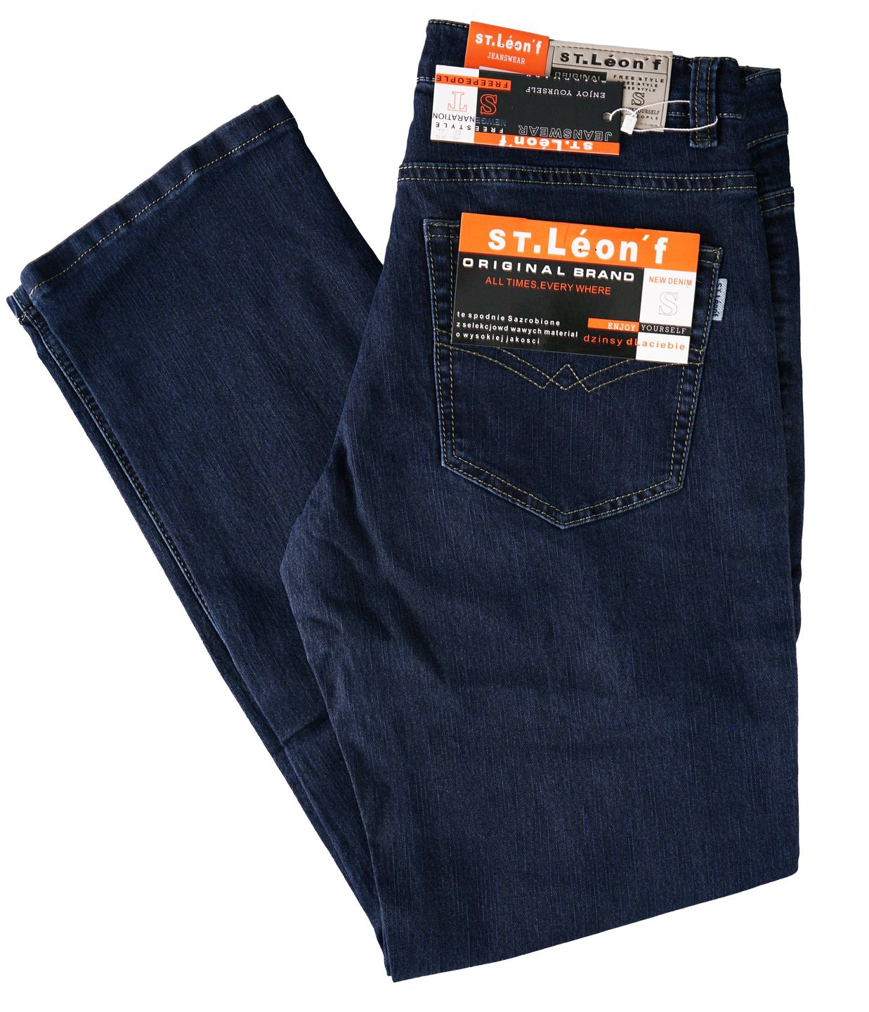  Jeanshosen für herren sarol dunkelblau jeans klassisch w33 l32 gürtel 86-92