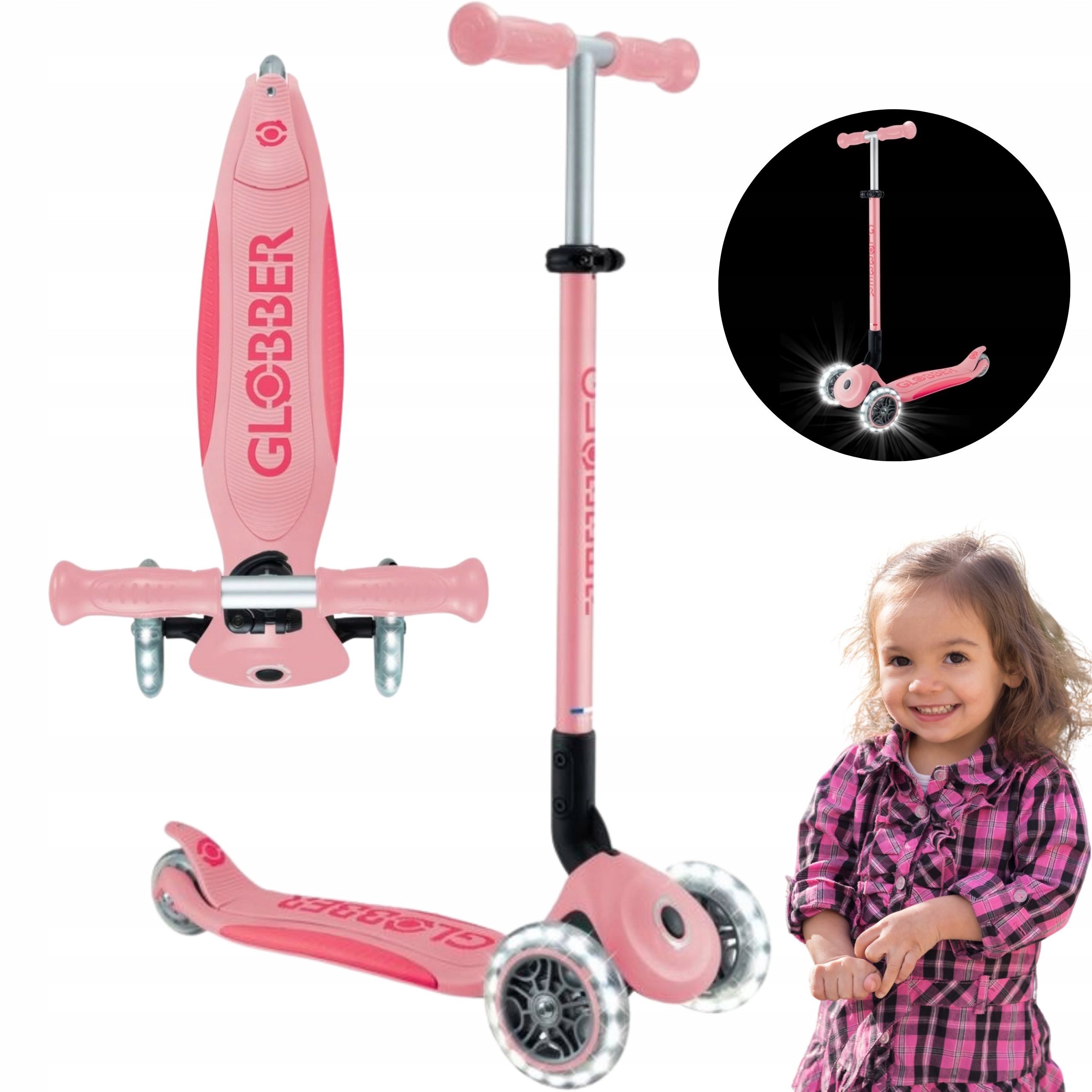  Dreirädriger roller globber primo lights led einstellbar für kinder 3+