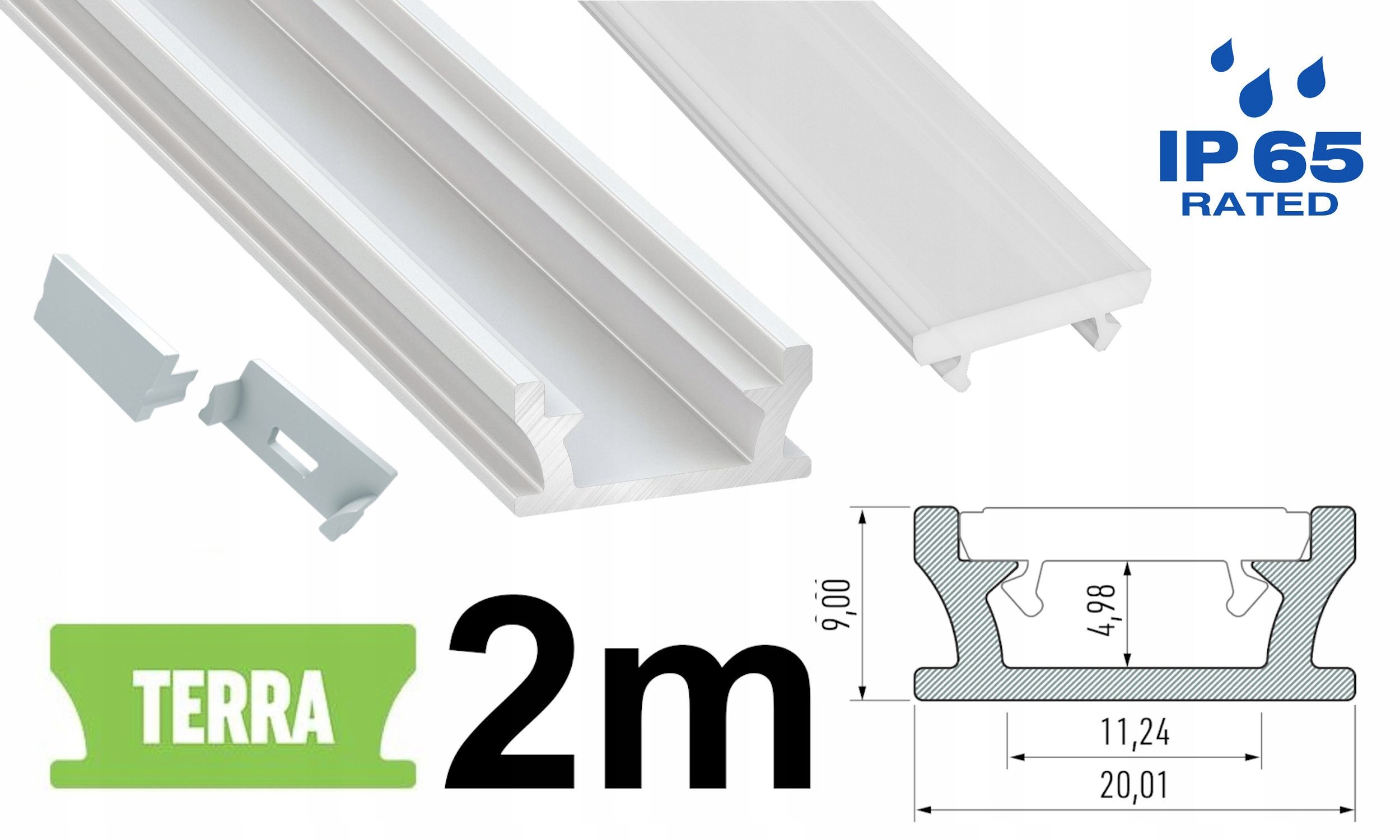  Juostos profilis led hermetinis ip65 su gaubtu 2m