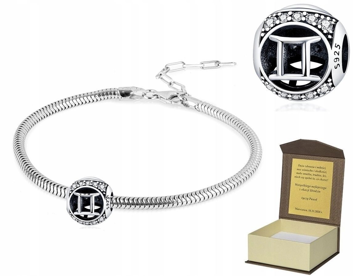  Silver bracelet 19-22cm + charms zodiac sign scorpio bc512